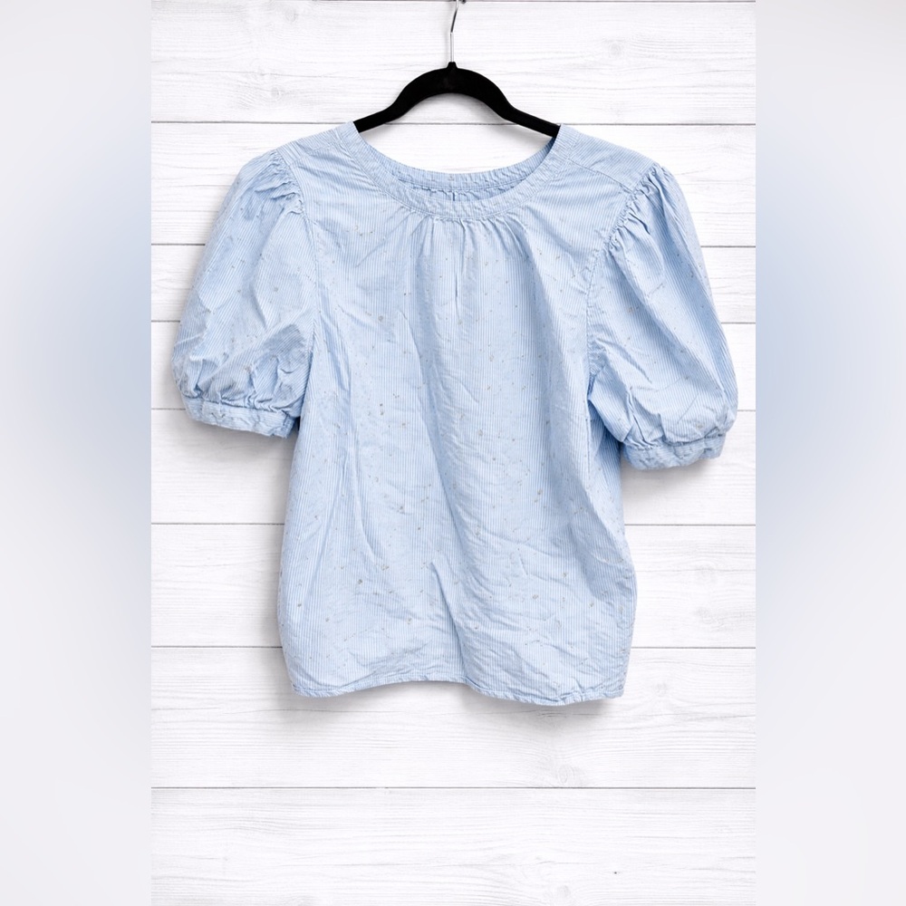 LOFT Light Blue Puff Sleeve Top